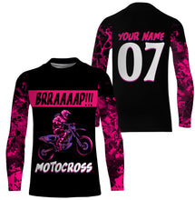 Load image into Gallery viewer, Brap Girl Riding Jersey Personalized Motocross Shirt for Women Female Riders Pink Dirtbike Motorcycle Biker| NMS546