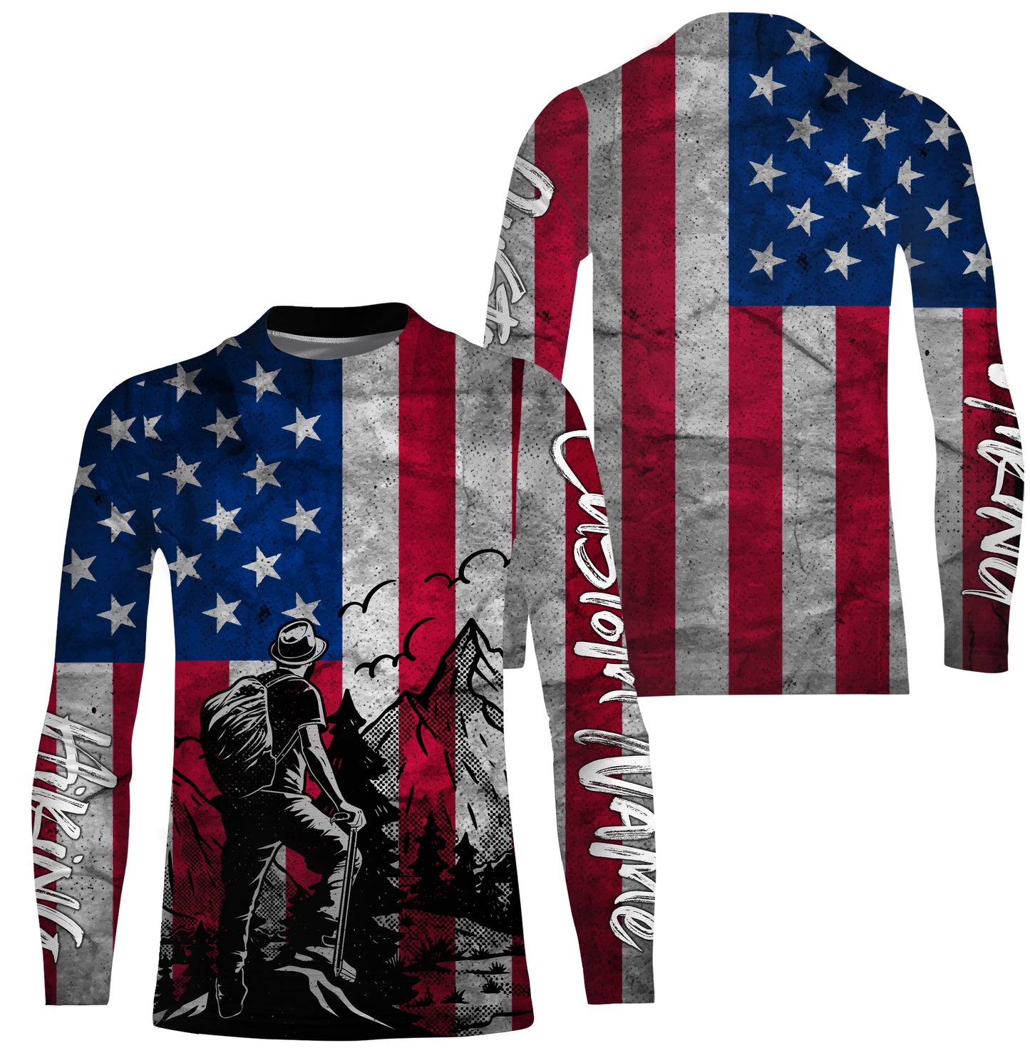American Flag Patriotic Mountain Custom Hiking Apparel UV Protection Quick Dry UPF 30+| SP123