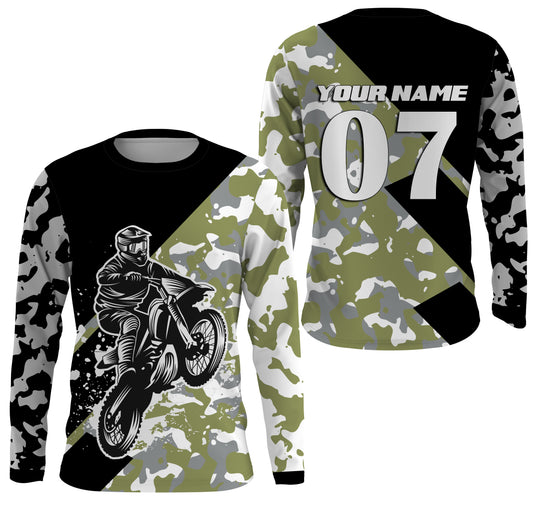 Custom Dirt Bike Jersey UPF30+ UV Protect, Camo Motocross Off-Road Motorcycle Riders Racewear| NMS438