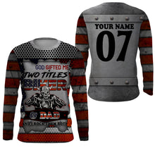 Load image into Gallery viewer, Biker Dad American Flag Riding Jersey Personalized Skull Motorcycle Shirt Father&#39;s Day Gift for Riders| NMS520