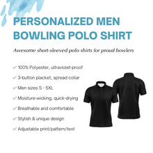 Load image into Gallery viewer, Bowling Polo Shirt for Men Custom Blue Bowling Jersey With Name 3D Bowling Team League Shirt BDT94