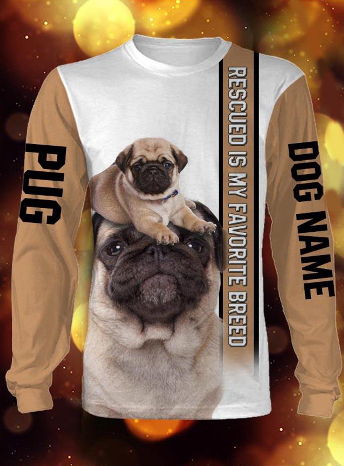 Personalized Pug dog name 3D full printing - TATS38