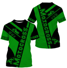 Load image into Gallery viewer, Motocross Racing Personalized Jersey Hoodie T-shirt, Green Dirt Bike Motorcycle Off-road Riders Shirt| NMS324