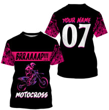 Load image into Gallery viewer, Brap Girl Riding Jersey Personalized Motocross Shirt for Women Female Riders Pink Dirtbike Motorcycle Biker| NMS546