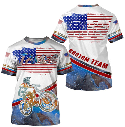 Personalized Adult kid MTB jersey UPF30+ patriotic mountain bike riding gear Downhill cycling shirt| SLC18