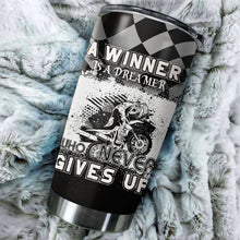 Load image into Gallery viewer, Personalized Biker Tumbler - Never Give Up, Motorcycle Tumbler Off-road Dirt Bike Rider Drinkware| NMS380