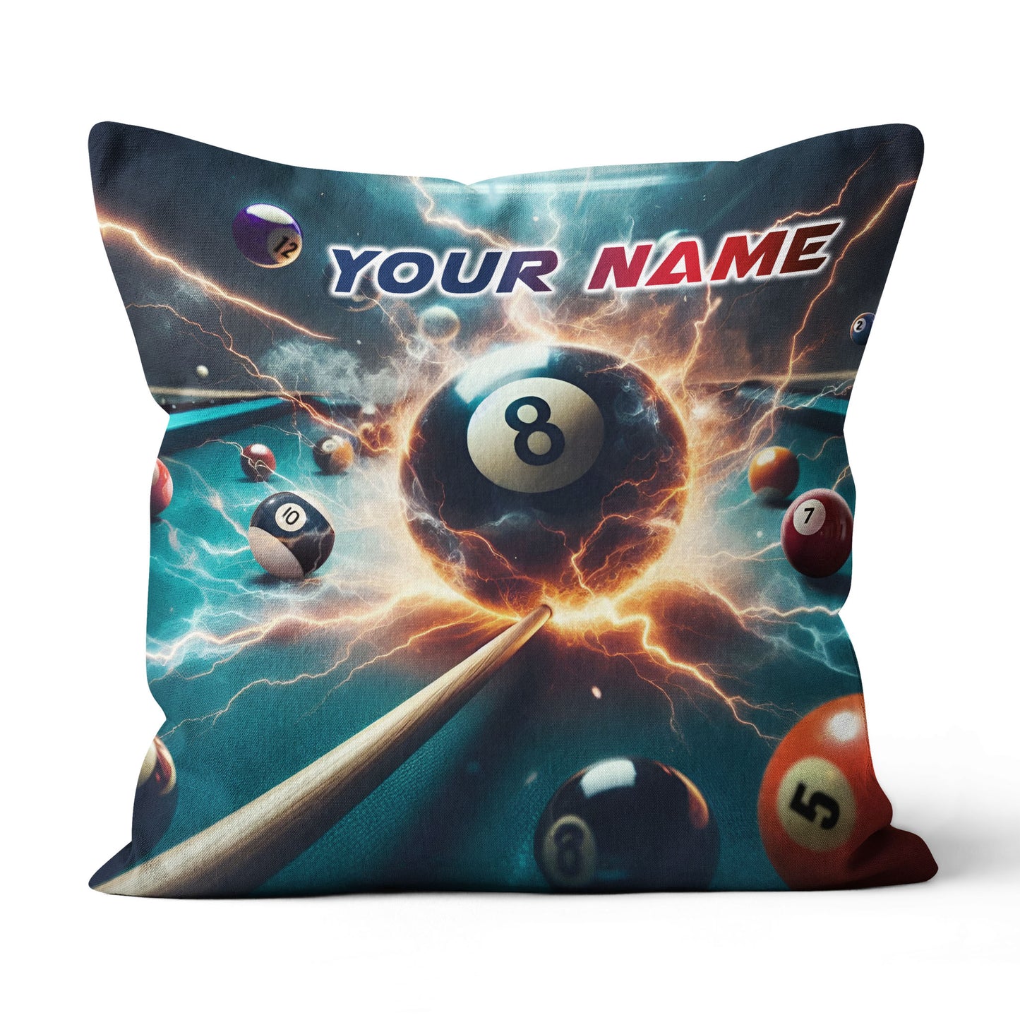 Personalized Thunder Lightning 8 Ball Billiard 3D Pillow Top Pillow Gift VHM0898