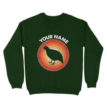 Load image into Gallery viewer, Quail Retro Vintage Sunset Custom Name Shirt, Quail Hunting Shirt, Gift for Quail Lover, Bird Lover Standard Sweatshirt FSD2350D08