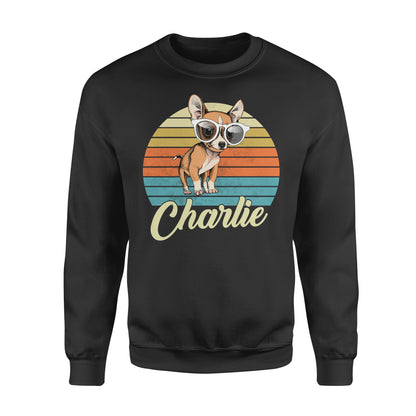 Custom name awesome Chihuahua 1970s vintage retro personalized gift - Standard Crew Neck Sweatshirt