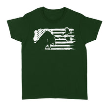 Load image into Gallery viewer, Pheasant hunting with dog American flag patriotic hunting, dog hunting pheasant shirt D01 NQS2582 Standard Women&#39;s T-shirt