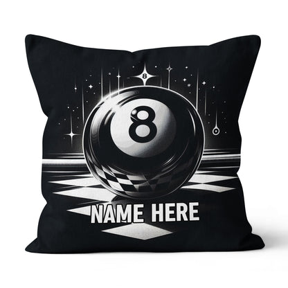Billiard 8 Ball Pool Custom Name Black Pillow Best Billiard Pillow Gifts TDM0873