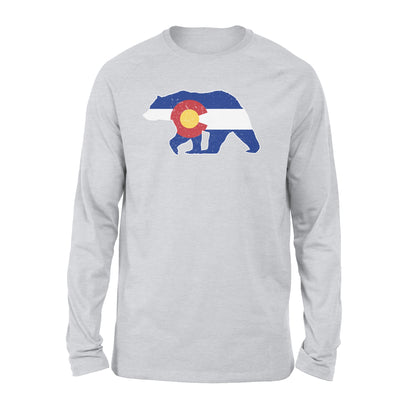 Colorado bear hunting long sleeve shirts,  CO State Flag Bear Hunter - NQSD233