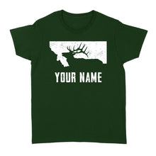 Load image into Gallery viewer, Montana Elk Hunting Custom Name Shirt Bull Elk MT State Shape Standard Women&#39;s T-shirt FSD1808D05