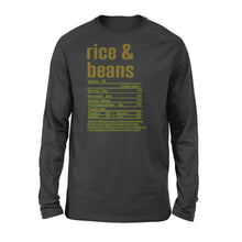 Load image into Gallery viewer, Rice &amp; Beans nutritional facts happy thanksgiving funny shirts - Standard Long Sleeve