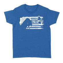 Load image into Gallery viewer, Pheasant hunting with dog American flag patriotic hunting, dog hunting pheasant shirt D01 NQS2582 Standard Women&#39;s T-shirt