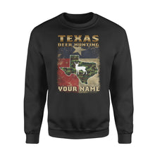 Load image into Gallery viewer, Texas deer hunting personalized gift custom name - Standard Crew Neck Sweatshirt