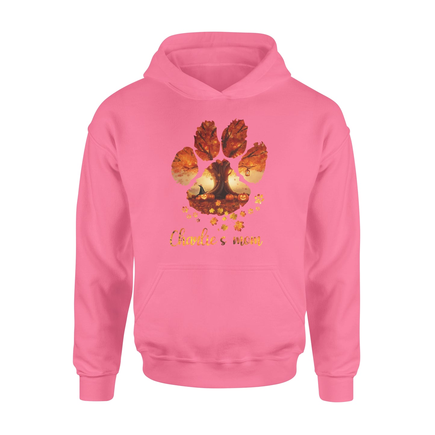 Custom dog's name dog paws mom autumn halloween personalized gift - Standard Hoodie
