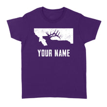 Load image into Gallery viewer, Montana Elk Hunting Custom Name Shirt Bull Elk MT State Shape Standard Women&#39;s T-shirt FSD1808D05
