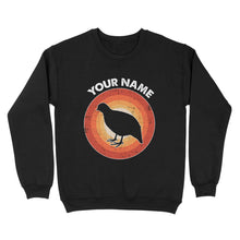 Load image into Gallery viewer, Quail Retro Vintage Sunset Custom Name Shirt, Quail Hunting Shirt, Gift for Quail Lover, Bird Lover Standard Sweatshirt FSD2350D08