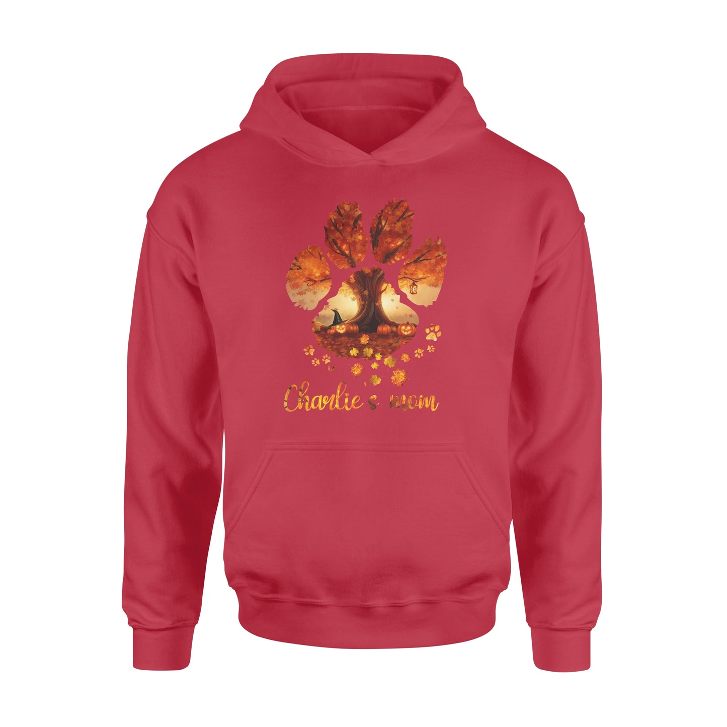 Custom dog's name dog paws mom autumn halloween personalized gift - Standard Hoodie
