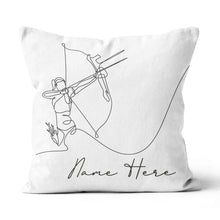 Load image into Gallery viewer, Customized Archery Player Line Drawing White Pillow, Archery Pillow Gift TDM0871