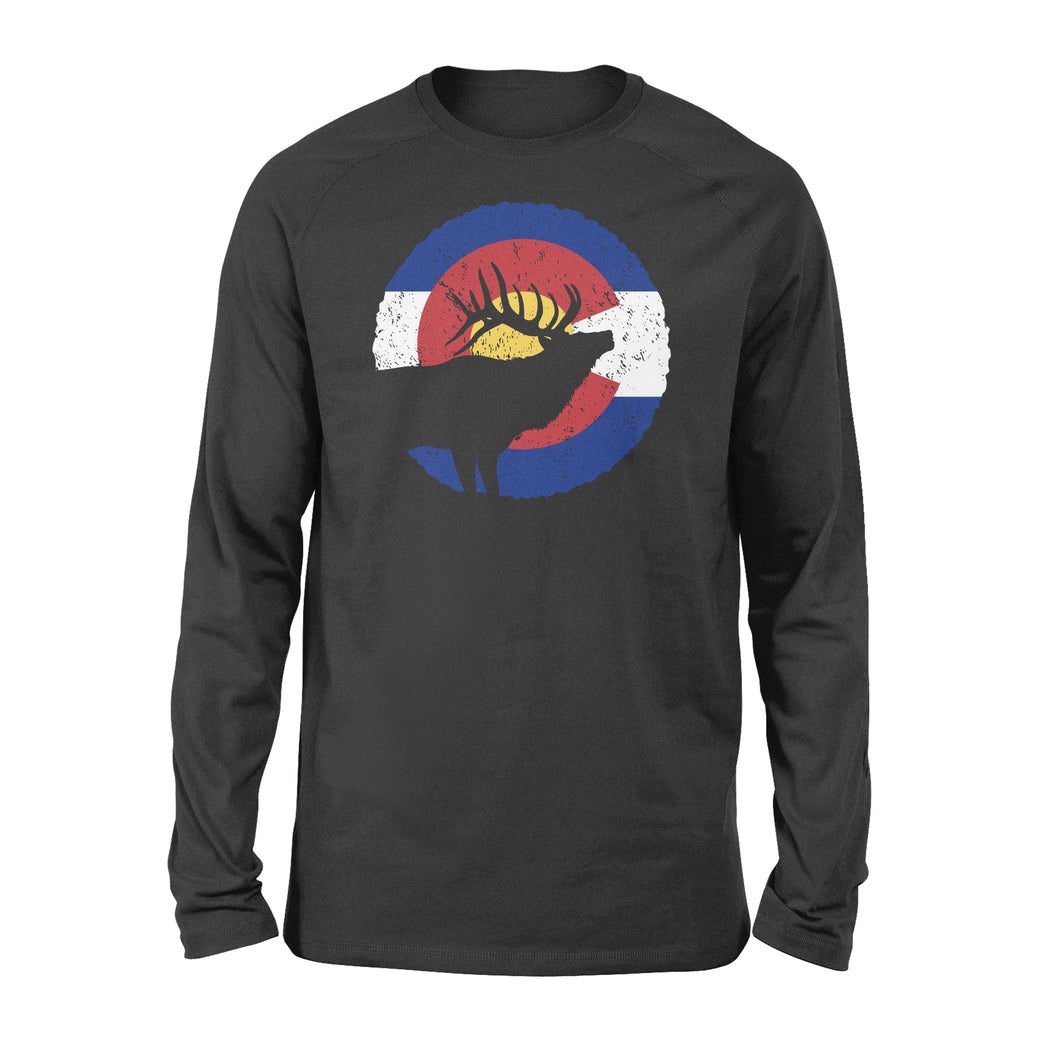 Colorado Elk Hunting long sleeve shirts,  CO State Flag Hunter long sleeve - NQSD232