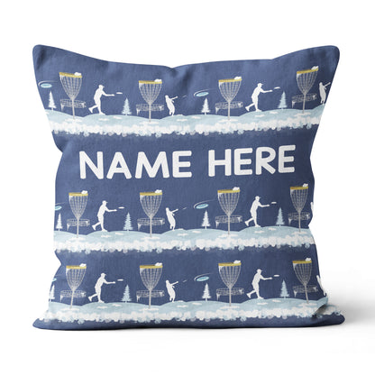 Disc Golf Winter Blue Custom Throw Pillow Personalized Disc Golf Gifts LDT1196