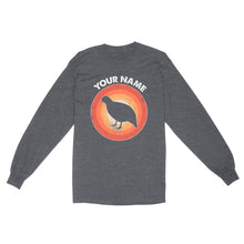 Load image into Gallery viewer, Quail Retro Vintage Sunset Custom Name Shirt, Quail Hunting Shirt, Gift for Quail Lover, Bird Lover Standard Long Sleeve FSD2350D08